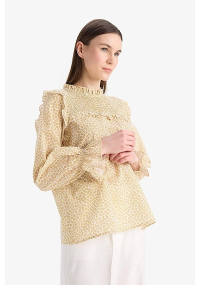 DeFacto Regular Fit Desenli Fırfır Yaka Vual Uzun Kollu Tesettür Bluz Tunik E7966AX25SMWT47
