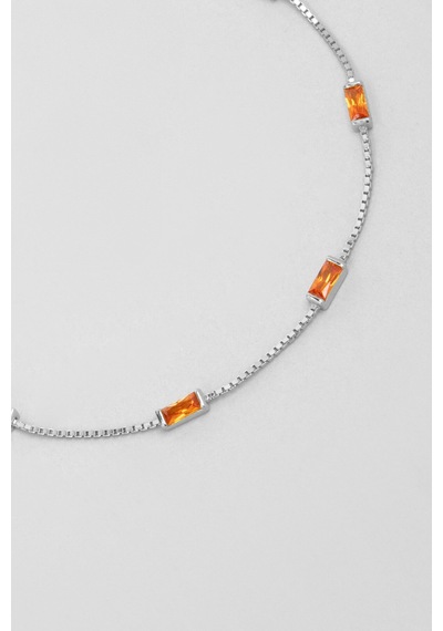 Renkli Taşlı 18 Ayar Beyaz Altın Kaplama 19 Cm Gümüş Baget Bileklik 50358816