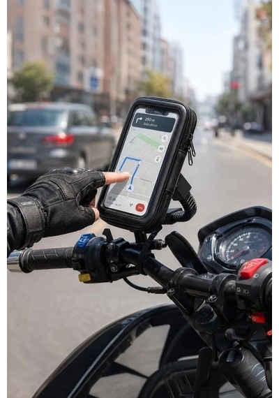 Delux Serisi Torima Telefon Tutucu Jx100 Siyah Scooter Aksesuarı Ulaşım Gereci Dokunmatik Kılıf