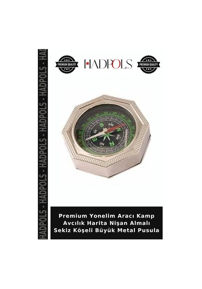 Premium Yonelim Aracı Kamp Avcılık Harita Nişan Almalı Sekiz Köşeli Büyük Metal Pusula
