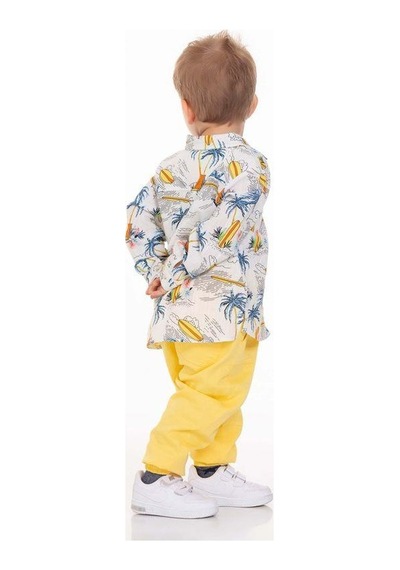 Nk Kids Erkek Bebek Pamuklu Palmiye Gömlek-13959 Ekru
