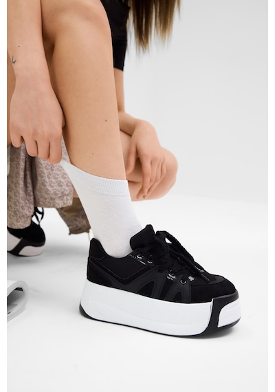 Tonny Black Yüksek Taban Rahat Bağcıklı Sneaker Kadın Siyah Sneaker Tbklc020