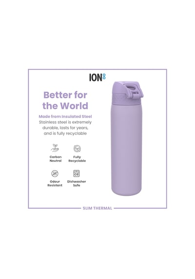 Ion8 - İnce Su Termosu - Açık Mor - 500 Ml - Sızdırmaz