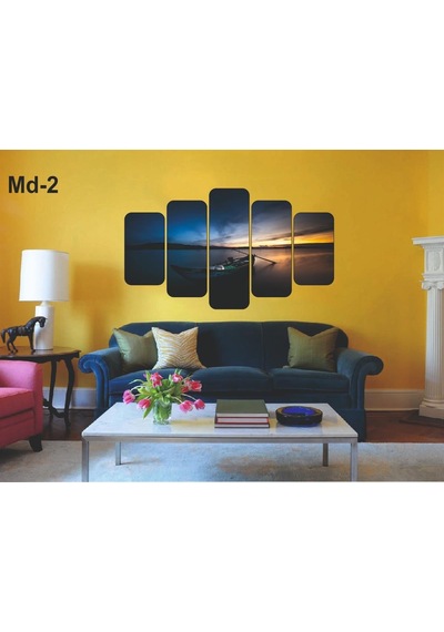 5 Parça Deniz Sandal Manzaralı Mdf Tablo