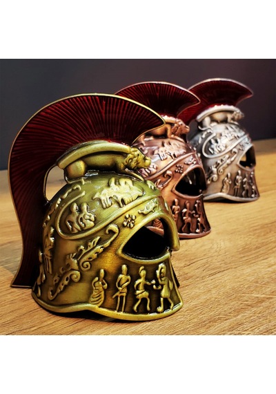 Metal Dekoratif Şövalye Miğferi - Tarihi Tasarım - 10x5 Cm Çok Renkli