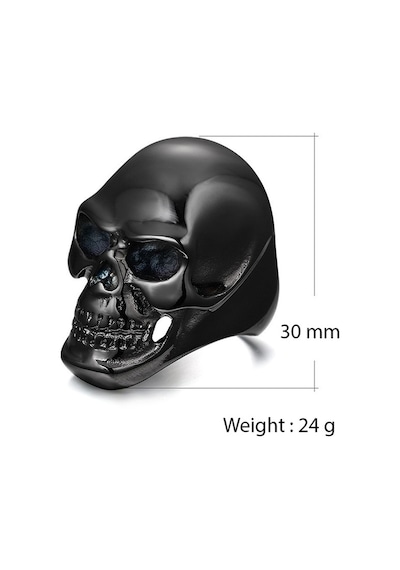 Chavin Siyah Büyük Skull Kurufafa Erkek Yüzük Df94 Siyah