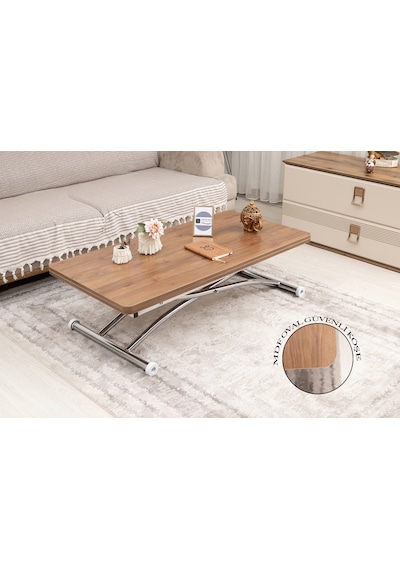 Juppo Üst Tabla Mdf Ceviz Oval Köşe Alt Krom Dışa Kıvrım