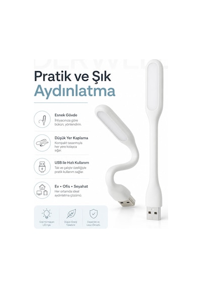 Esnek Usb Led Lamba Powerbank Laptop Ve Pc İçin Taşınabilir Gece Lambası Ve Kitap Okuma Işığı 5 Farklı Renk Seçeneği Mavi Kırmızı Turuncu Beyaz Yeşil