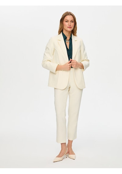 Faik Sönmez Gold Düğmeli Şık Blazer Ceket S26ckt018 Us26ckt01873 Ekru