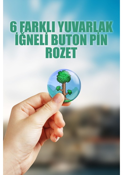Terraria Video Oyun Çanta Süsü İğneli Buton Rozet Seti 6 Adet Altılı