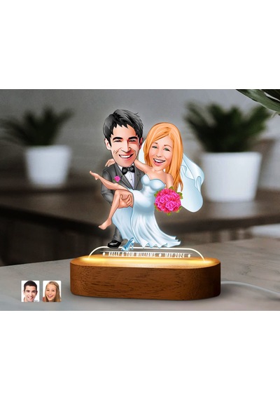 Bk Gift Kişiye Özel Yeni Evli Çift Karikatürlü Dekoratif 3d Biblo Led Işıklı Gece Lambası-10, Düğün Hediyesi, Yıl Dönümü Hediyesi Kobitmeyen138274 Bk
