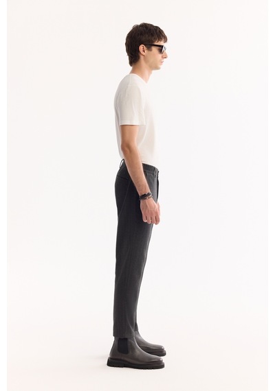 Avva Erkek Antrasit Viskon Karışımlı Kolay Ütülenen Çizgili Slim Fit Pantolon A52y3006