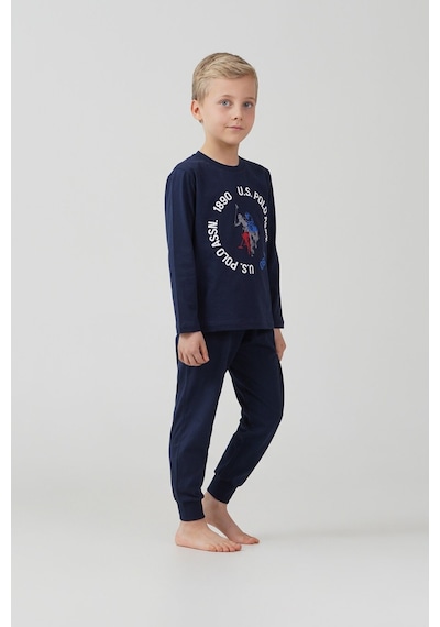 U.S. Polo Assn. Erkek Çocuk Pijama Takımı Baskılı Lacivert Uzun Kol Pijama Takımı Us2638-c-v1 Us2638-c-v1