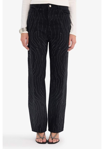 Defacto Straight Fit Yüksek Bel Bilek Boy Jean Pantolon G5709ax25cwnm40 Siyah-nm40