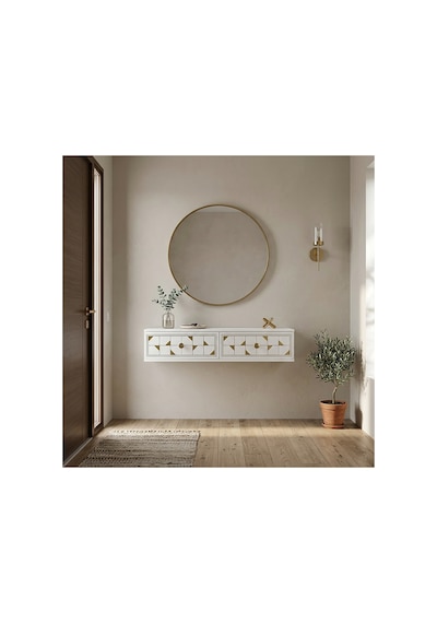Da1207bg Moka Dresuar Ve Antre Rafı Beyaz-gold 120cm Beyaz - Altın