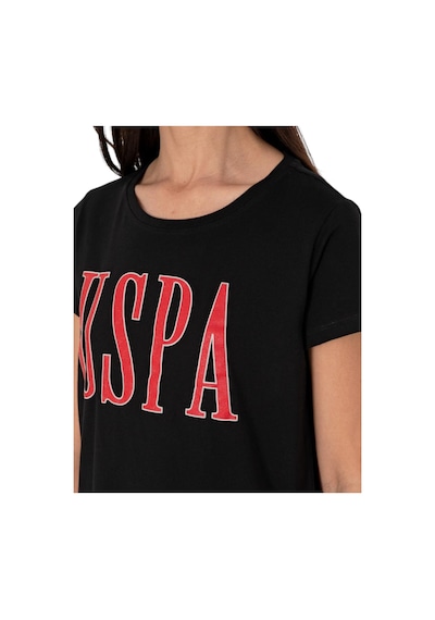 U.S. Polo Assn. Kadın Marka Yazılı T-shirt SIYAH