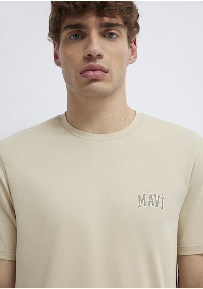 Mavi - Mavi Logo Baskılı Bej Tişört 0611714-70325 Bej