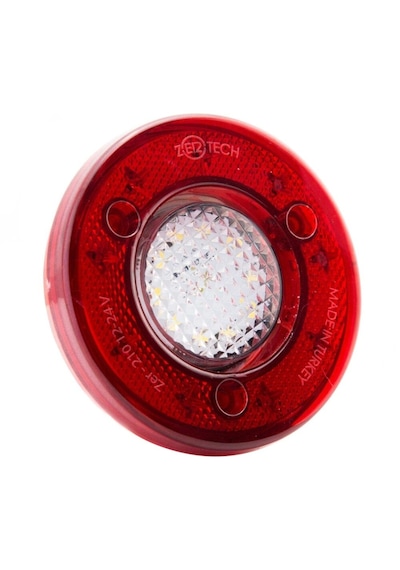 Ahmet Otomotiv Yuvarlak Otobüs-minibüs Stop Lambası 19 Led 12/24v Kırmızı/beyaz Uyumlu