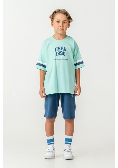 U.S. Polo Assn. Erkek Çocuk 2 Li Bermuda T-şhirt Takım Yeşil-2306 Yeşil