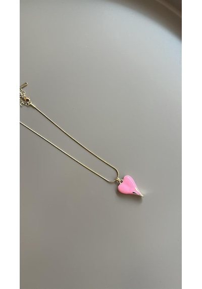 Mineli Kalp Kolye - Pembe Diğer