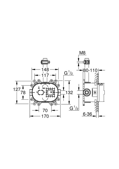 Grohe Rainshower 360 Tepe Duşu için İç Gövde 26264001