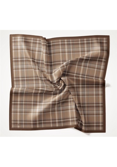 Silk Home Viskon Velora Eşarp Dört Mevsim Ekose Desen Sütlü Kahve 90x90 Çok Renkli