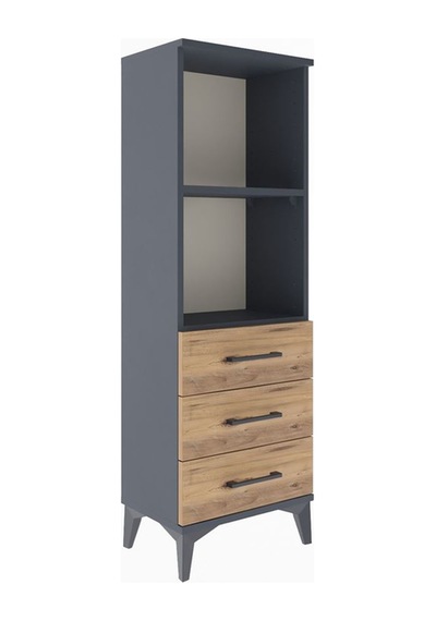 Arges Dolap 2 Raflı 3 Çekmeceli 44x30x134 Antrasit-çam Antrasit