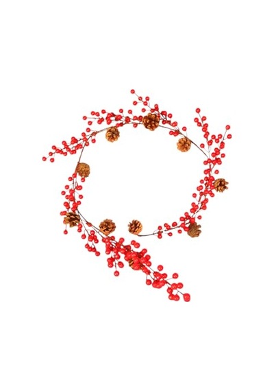 Ayrex Yılbaşı Lüks Dekor Süsleri Lüks Kokina Garland 150cm Kokina Kozalaklı Berry Şerit Süsler Genel