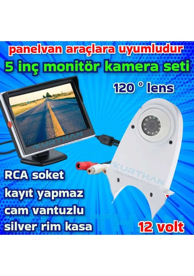 1 Adet Beyaz Tepe Kamera Ve 5 İnç Monitör 12 V Kayıt Yapmaz