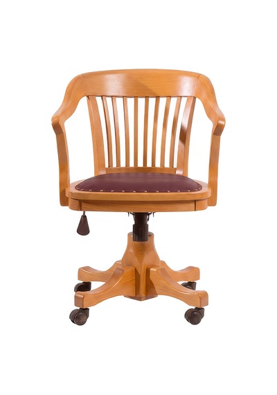 Throne Deri Döşemeli Ahşap Ofis Sandalyesi Naturel