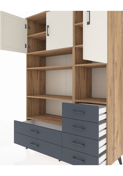 Hyperion Dolap 9 Raflı 6 Çekmeceli 3 Kapaklı 132x44x195 Çam-aytaşı/antrasit Aytası/antrasıt Hyperion Dolap 9 Raflı 6 Çekmeceli 3 Kapaklı 132x44x195 Çam-aytaşı/antrasit Aytası/antrasıt