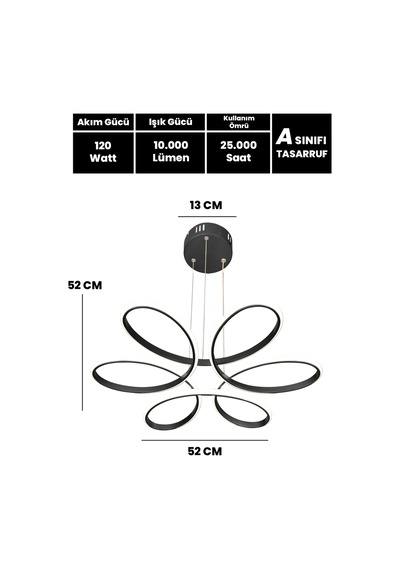 Papatya Topsuz 3 Renk Kumandalı Led Avize Büyük Salon Ledli Avize Siyah - 803345374 Siyah - 803345374 Siyah