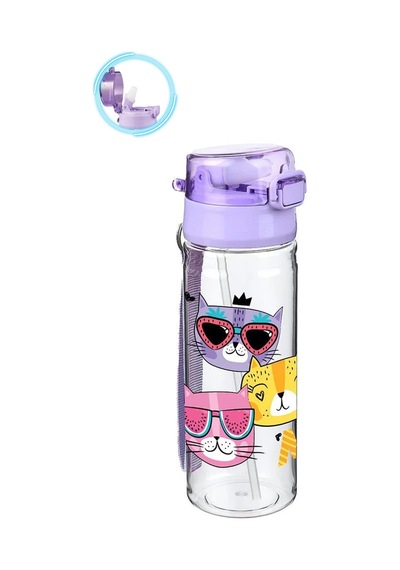 Meow Suluk 500 Ml - Çocuk Suluk, Matara, Pipetli Suluk, Askılı Suluk Kedili Suluk Miyav Suluk