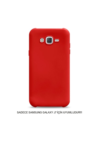 Samsung J7 2015 Uyumlu Kamera Korumalı Darbeye Dayanıklı Renk Atmayan Fab Silikon Kılıf Kırmızı