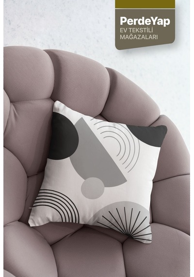 Modern Monokrom Geometrik Desenli 4lü Kırlent Kılıfı
