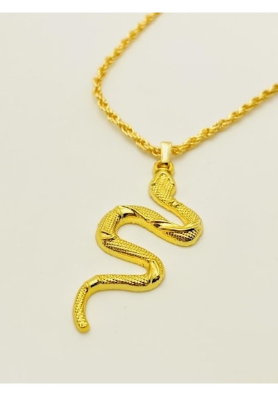 Yılan Kolye Gold Kaplama  Bbk20 Gümüş - Sarı
