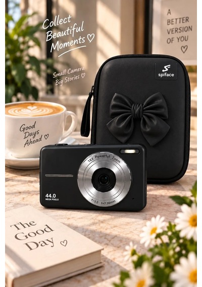 Magicool 4k Figürlü Çantalı Dijital Video Kamera 44mp 16x Zoom Işıklı Kart Dijital Fotoğraf Makinesi Siyah