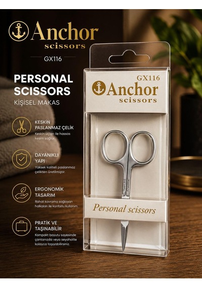 Anchor Gx116 Kişisel Bakım Makası, Paslanmaz Çelik, Ergonomik Tasarım, Hassas Kesim, Taşınabilir Genel