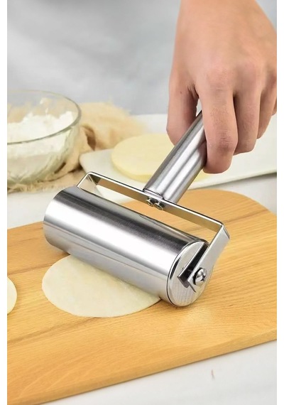 Metal Saplı Rulo Hamur Açıcı Merdane Pürüzsüz Oklava Pizza Börek Açma Silindir