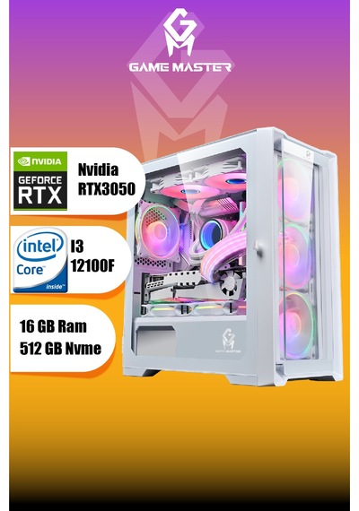 Game Master Hydra 3050 i3-12100F 16 GB 512 GB M.2 RTX3050 27" Free Dos Masaüstü Oyuncu Bilgisayarı