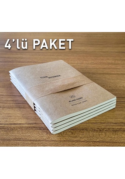 Etika A5 Kraft Kapak Tel Dikişli Defter Seti, 4'lü Paket, 48 Yaprak 96 Sayfa , Hafif Kağıt 124-Pembe