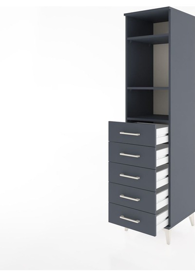 Hyperion Dolap 3 Raflı 5 Çekmeceli 44x44x182 Antrasit-antrasit Antrasit