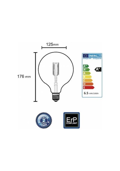 G-125 6 WATT FLAMANLI RUSTİK LED AMPUL BALON TİPİ - 2700K GÜNIŞIĞ
