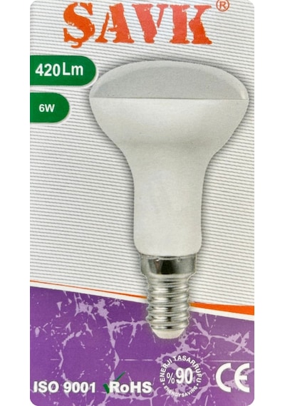 4 Adet Şavk 6w 37w Beyaz Işık 6500k E14 Duylu İnce Duy Led R50 Ampul