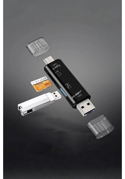 Büro Ev Ofis Cihazları İçin 3hub Usbc-otg Smart Card Reader