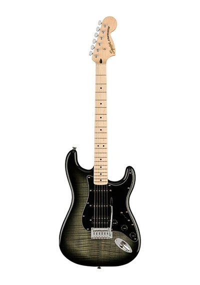 Squier 0378153539 Affinity Stratocaster Fmt Hss Gitar Black Burst Alevli Akçaağaç Üst Kapak Siyah Burst Ve Hss Manyetikler
