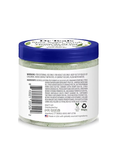 Dr Teal's Shea Sugar Scrub Cannabis Sativa Hemp Seed Oil Vücut Peeling 538 G