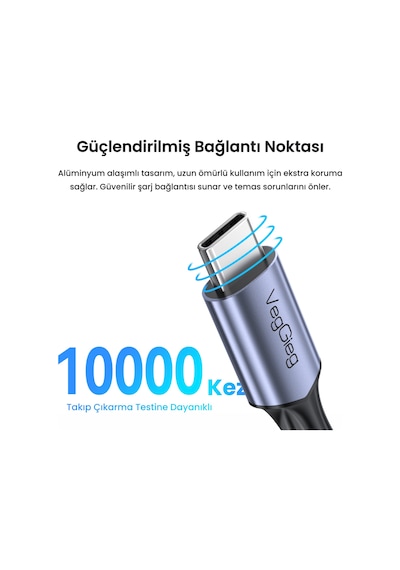 Veggieg Usb 3.2 Gen 2 Type-c Uzatma Kablosu Usb-c 100w 10gbps 4k 60hz 1 Metre