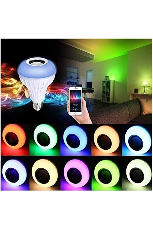 Bluetooth Hoparlör Akıllı Rgb Ledli Ampül Müzikli Lamba Ses Bombası Legend/led Musıc Dekorlu Rengarenk Disco Karışık-çok Renkli