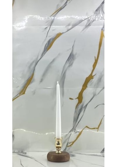 Tr Kahverengi Bambu Ahşap Ayaklı Ve Gold Metal İkili Mumluk Seti Modelleri Diğer